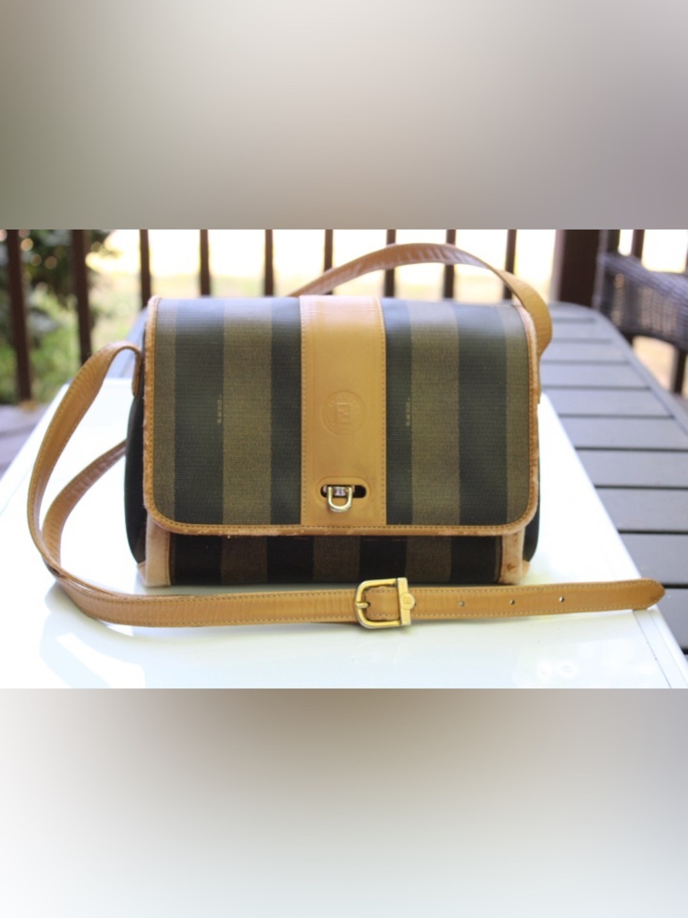 Vintage Fendi Pequin stripe crossbody bag